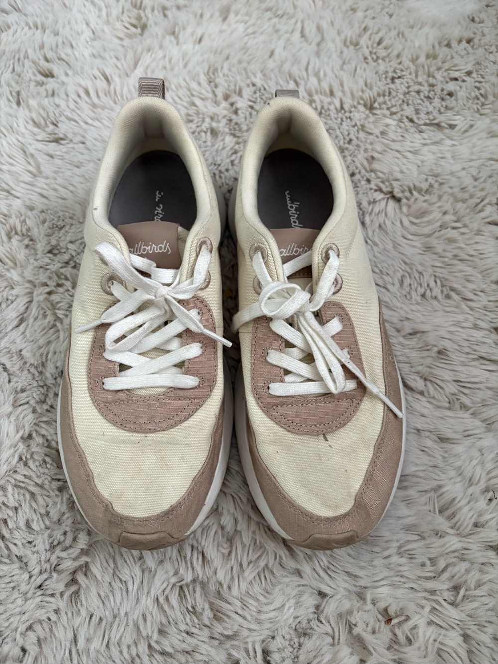 allbirds Cream and Taupe Lace-Up Sneakers